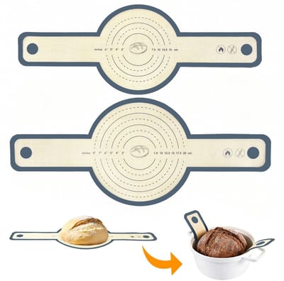 Dailygoods- Broodbladen set van 2 - Ronde siliconen bakmatten - Hittebestendig - Herbruikbaar - Lange handgrepen - Voedselveilig - Bakmat