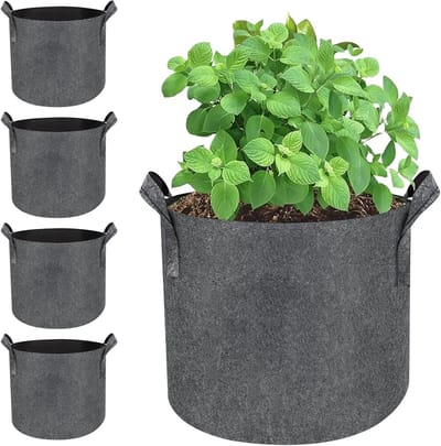 Set van 5 20 L Tuinzakken met Handvatten voor Aardappelen en Tomaten - Duurzame Fleece Potten met Ventilatie en Sterk Materiaal