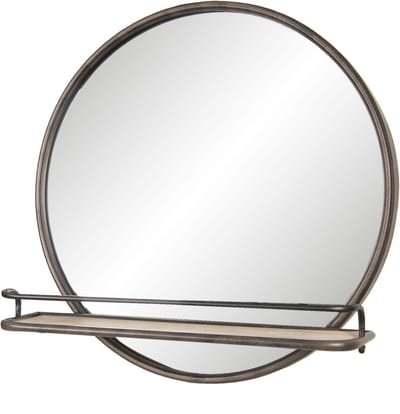 Clayre & Eef Spiegel 60x60 cm Bruin Hout Metaal Rond Grote Spiegel