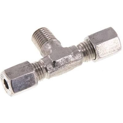4LL & M8x1 (con) RVS T-stuk Snijringkoppeling Buitendraad 100bar ISO 8434-1