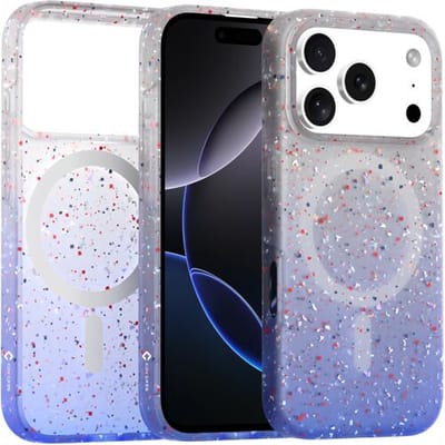 Coverzs Recycled Magsafe hoesje geschikt voor iPhone 17 Pro - Magsafe telefoonhoesje - Glitter hoesje - Schokbestending