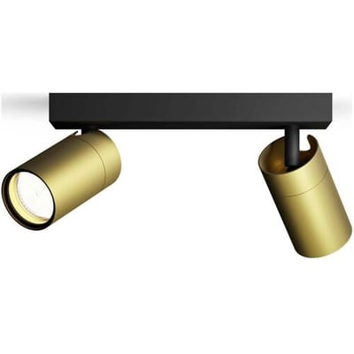 Philips Idris Spot - Plafondspot - Spatwaterdicht IP44 - 5W - Zwart met goud - Badkamerlamp - Twee lichtpunten - Alleen geschikt voor LED spots