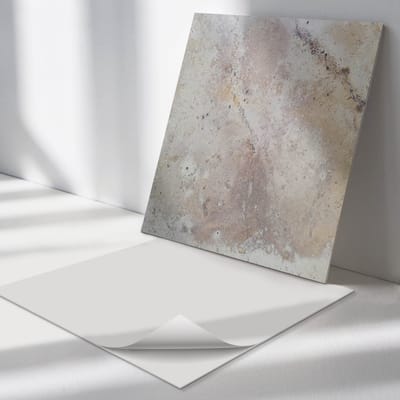Wallfluent Vinyl Tegels - Natuursteen Textuur Zelfklevende PVC Tegels - 30 cm x 30 cm - Beige Vinyl Tegels - Verpakking van 9 stuks - Vierkant PVC Tegels - Texturen Plaktegels - Vinyl Vloer Tegels - Plaktegels Keuken en Badkamer