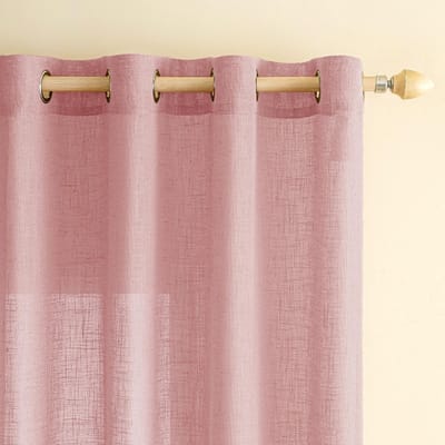 Unyqoos ® Luxe Linnenlook Gordijnen Set in Zachte Roze Tint voor Diverse Kamers