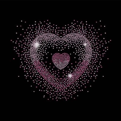 Dailygoody - Strass Transfer Hart - Opstrijkbare Bling - Roze Gradiënt - T-Shirt Decoratie - DIY Kristal Stickers - Geschikt voor Meisjes - 29,7x21cm