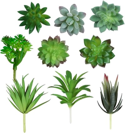 Natuurlijke Uiterlijk Kunstmatige Succulenten Set van 9, Perfect voor Woonkamer, Kantoor en Tuin Decoratie, Ideaal voor Vensterbank en Interieur Styling