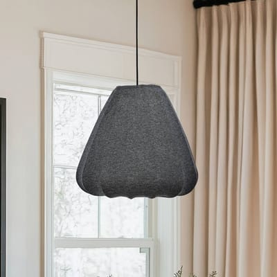 EGLO Barlaston Hanglamp - E27 - Ø 35 cm - Zwart|Grijs - uitwasbaar Textiel
