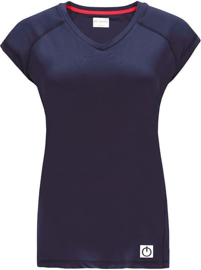 Re-Born Sport Shirt V Nek Kap Mouw - Tennistop - Fitness T-shirt - Hardlopen - Dames - Donkerblauw - Maat S