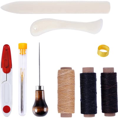 Boekbindgereedschap Starter Kit met Binding Tape - Vouwen - Waxed Wire - Awl voor DIY Beginners - 0046 Opvouwbare gereedschapsset104