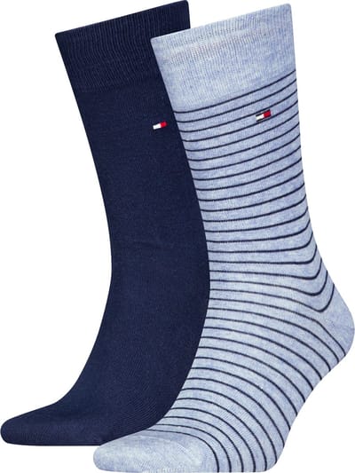 Tommy Hilfiger Small Stripe Sock (2-pack) - heren sokken - blauw gestreept