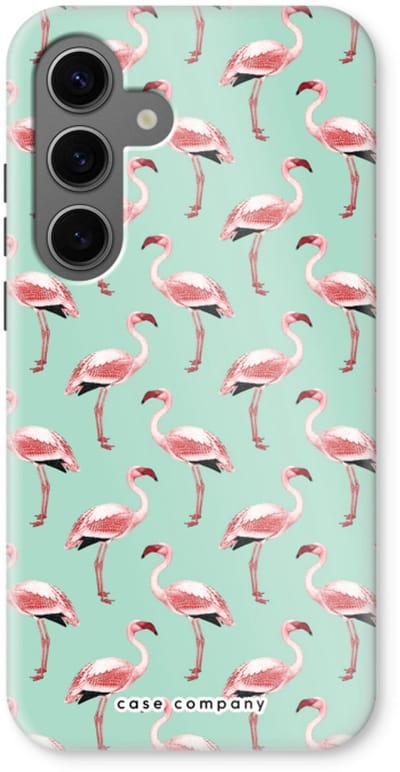 Case Company® - Hoesje geschikt voor Samsung Galaxy S24 hoesje - Flamingo - Tough Case - Maximale Bescherming alle Kanten en Schermrand