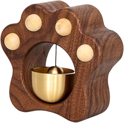 Deurbel Poot Ontwerp - Houten Windgong - Deur Decoratie - Natuurlijk Hout Metaal - 8 x 7.5 x 3.5 cm