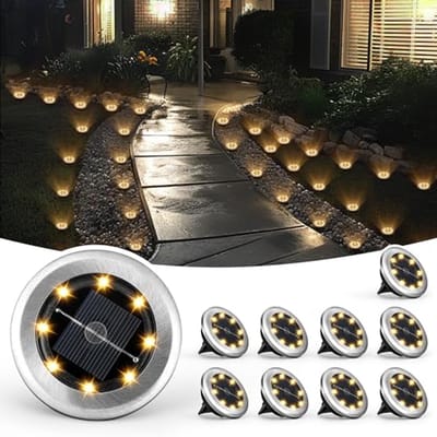 Set van 10 Mini Zonne-Lichten voor Tuin - Waterdichte Verlichting voor Patio, Tuin en Oprit (Warm Wit)