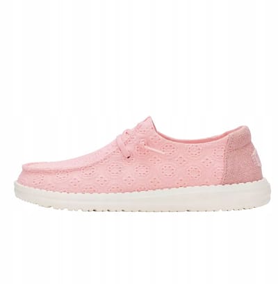 Hey Dude Wendy Eyelet - Lichte Dames Mokasins - Pale Pink - Tekstiel - Comfortabele Pasvorm