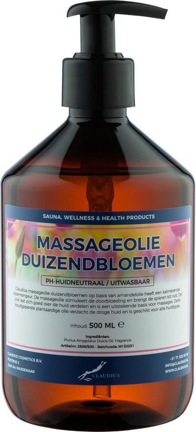 Massageolie Duizendbloemen 500 ml met pomp - 100% natuurlijk - biologisch en koud geperst