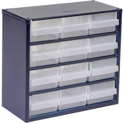 raaco 612-02 Magazijnkast voor kleine onderdelen (b x h x d) 306 x 283 x 150 mm Aantal vakken: 12 Variabele onderverdeling Piece Inhoud 1 stuk(s)