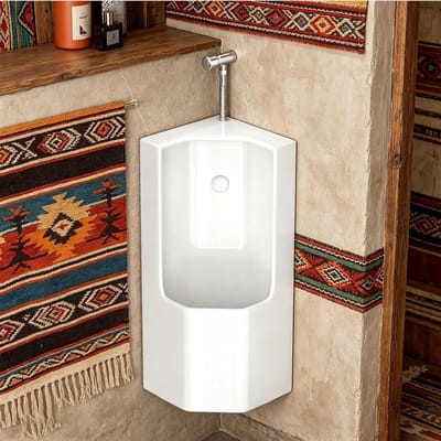 Wand Urinoir Mannen - Muur Urinoir Hoek - Ruimte Besparen - Spatwaterdicht Ontwerp - 60x24.5x24.5cm - Wit