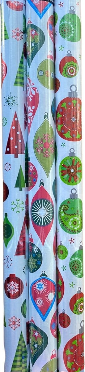 FESTIVE GIFTS Inpakpapier - Cadeaupapier - 200 x 70cm - 3 rollen - Kerst - Luxe Cadeauverpakking - Kleurrijk