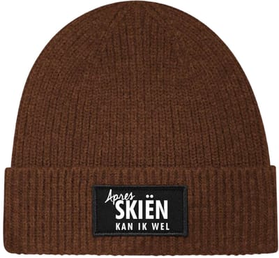 Après skiën kan ik wel wintermuts walnut rib gebreid | wit - soBAD. | Unisex | Skimuts | Après ski verkleedkleren | met grappige tekst | Unisex