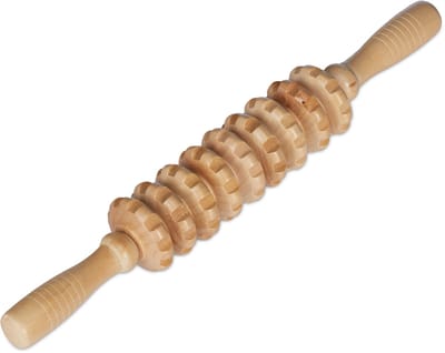 3x massageroller hout - massage apparaat - voor nek en benen - 2 handgrepen