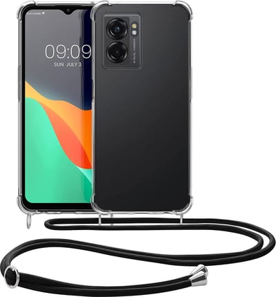 Hoesje Geschikt voor Oppo A77 Hoesje transparant silicone met Koord - Hoesje Geschikt voor Oppo A77 hoesje met koord Zwart
