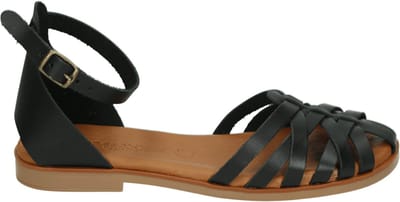 Cosmos - 6308801 - Platte sandalenDames Sandalen - Kleur: Zwart - Maat: 38