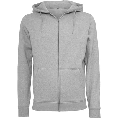 Build your Brand Heavy Zip Hoody BY012 - Heather Grey - L