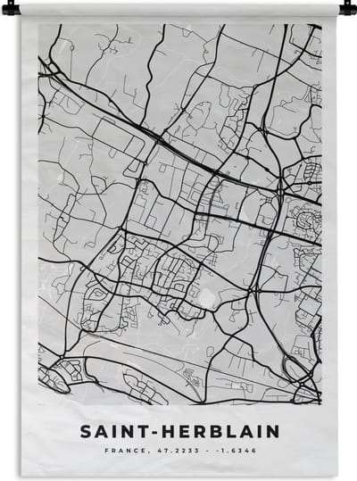 Wandkleed - Wanddoek - Stadskaart - Frankrijk - Kaart - Saint-Herblain - Plattegrond - 120x180 cm - Wandtapijt