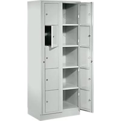 Verdeelkast, met centrale deur, compartimentbreedte aan de binnenzijde 350 mm, breedte 700 mm, 10 vakken, lichtgrijs