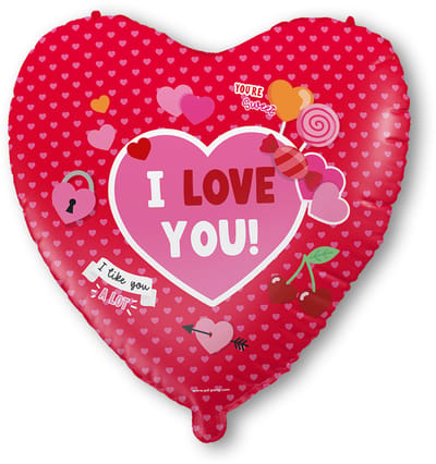 Q2P - Ballon - Hartjes - Valentijn - Decoratie - Versiering - I Love You - 45 Cm - Roze - Helium Ballonnen