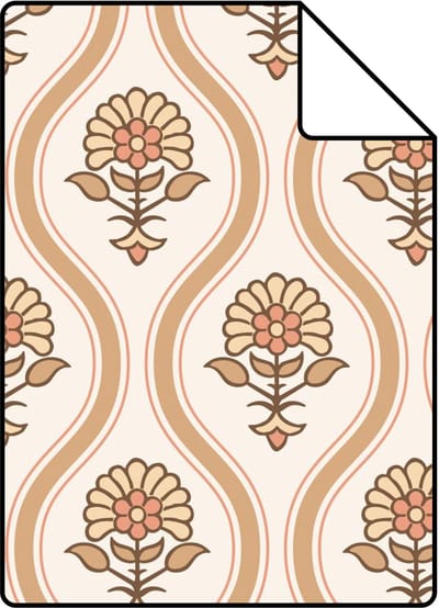 Proefstaal ESTAhome behang vintage bloemen bruin en beige - 26.5 x 21 cm - 131738-S