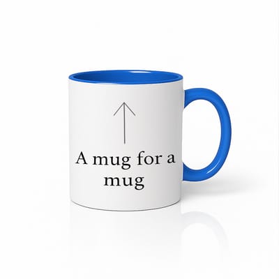 “A Mug for a Mug” Wit-Blauwe Mok – Grappig Minimalistisch Pijlontwerp – 330 ml Koffiebeker Cadeau