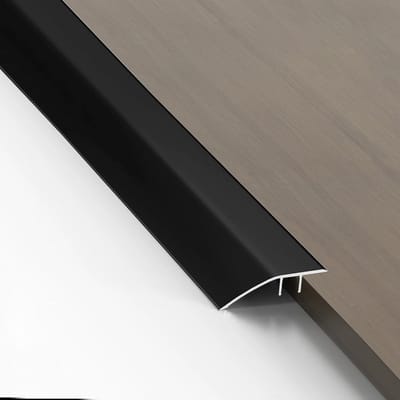 Overgangsprofiel 0,9 m x 43 mm van aluminium voor drempels, hellingen en vloerbedekking, geschikt voor hoogteverschillen van 8 - 15 mm (zwart mat)