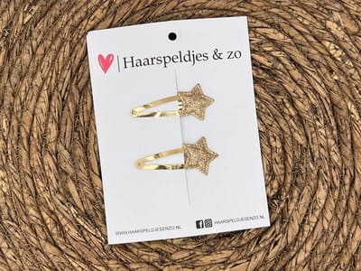 Haarspeldje ‘Stars’ - ster - sterretje - glitters - goud - kerst – feestdagen — 4 cm speldjes