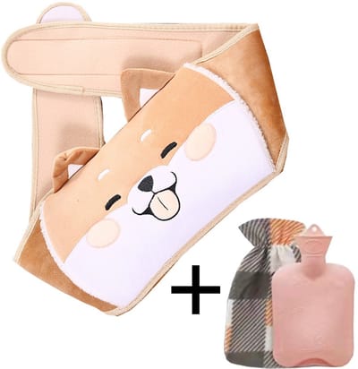 Een set van 1000 ml kruiken met een fleece heupgordel, Geschikt voor warmte in de winter, als heuptasje en ter ondersteuning van de buik.