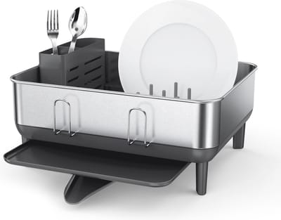 Simplehuman - Afdruiprek Compact met Stalen Frame - Zilver - Roestvast Staal