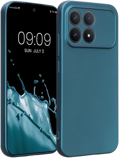 kwmobile metallic telefoonhoesje van TPU - geschikt voor Xiaomi Poco F8 Pro - Flexible case voor smartphone - In Metallic carabisch blauw