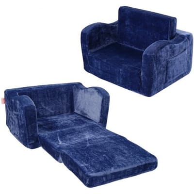 VEVOR Kinderbank 2-in-1 Omvormbare kinderbank naar relaxfauteuil, uitklapbare kinderbank, fauteuil, peuterbed, opvouwbare kinderspeelbank, kinderbank blauw 104 x 58 x 32 cm