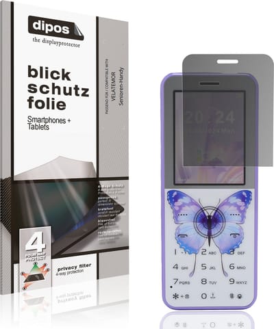 dipos – Matte Privacy Screenprotector geschikt voor VELATEMOR Senioren-Handy | Anti-Spy Beschermfolie