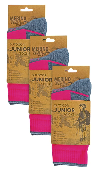 3 Paar Multipack Kids Merino Wol Wandelsokken | Lichte Antiblister Sokken voor Jongens & Meisjes - Roze