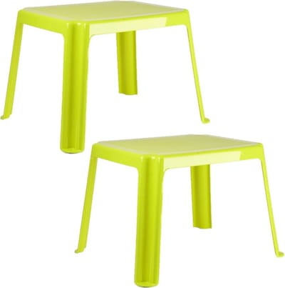 Plasticforte Kindertafel - 2x stuks - kunststof - groen - 55 x 66 x 43 cm - camping - tuin - tafeltje