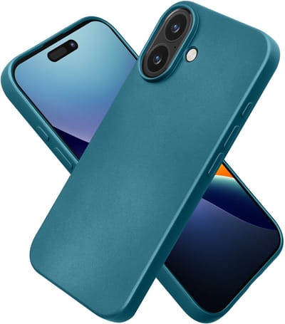 kwmobile telefoonhoesje geschikt voor Apple iPhone 16 - Hoesje voor smartphone - Back cover in Metallic carabisch blauw