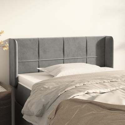 vidaXL - Hoofdbord - met - randen - 83x16x78/88 - cm - fluweel - lichtgrijs