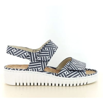 Waldläufer Dames Sandaal - 955001-107-217 Blauw/Wit - Wijdte H - Maat 6