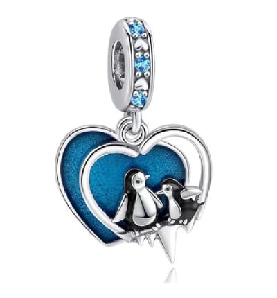 Pinguïn Bedel met Hart - Voor Bedelarmband - Zilver - RomyStones