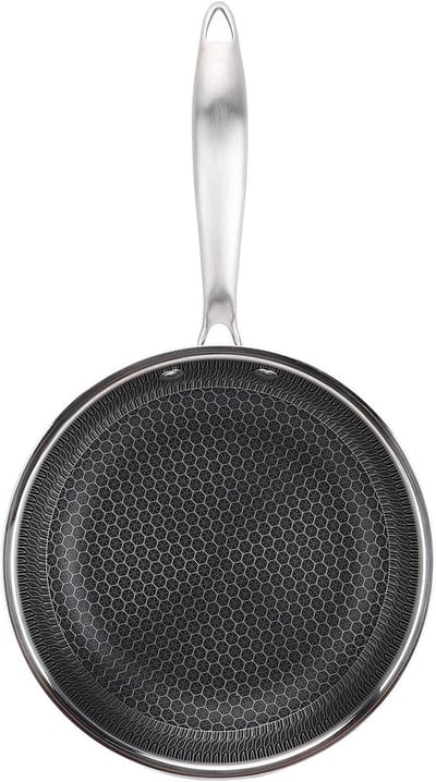 Roestvrijstalen Koekenpan - Anti-aanbak Pan - Gezond Koken - Honingraat Ontwerp - 20cm - Zilver