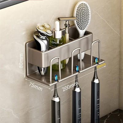 Wandgemonteerde Tandenborstelhouder Aluminiumlegering Tandpasta Rek Badkamer Huishoudelijk Ruimtebesparend Geen Boren Badkameraccessoires black
