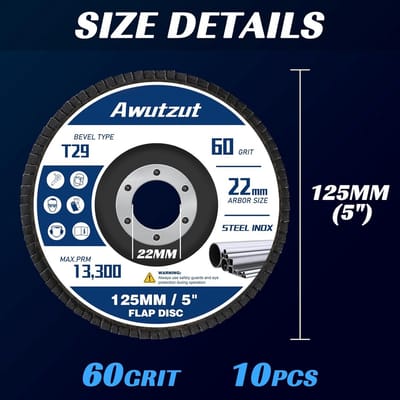 Waaierschijf 125 mm - 10 stuks, korrel 60 voor haakse slijper