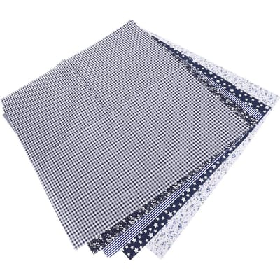 5 stuks Vierkante Bloemige Patchwork Katoen Diverse Bloempatronen Kledingaccessoires voor Doe-het-zelf Knutselen(Donkerblauw 5 Kleuren 50 gray