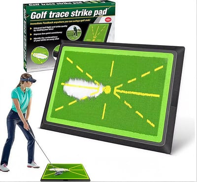 Stripe golf swing mat, trace analyse en balcontact, 43 x 30 cm, groen